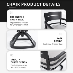 Outdoor Patio Swivel Rocker With Outdoor Grade Sunbrella Fabric Cushions (Set of 2) - Ember Black