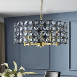 19' Geometric Crystal and BlackGold Round Pendant Chandelier