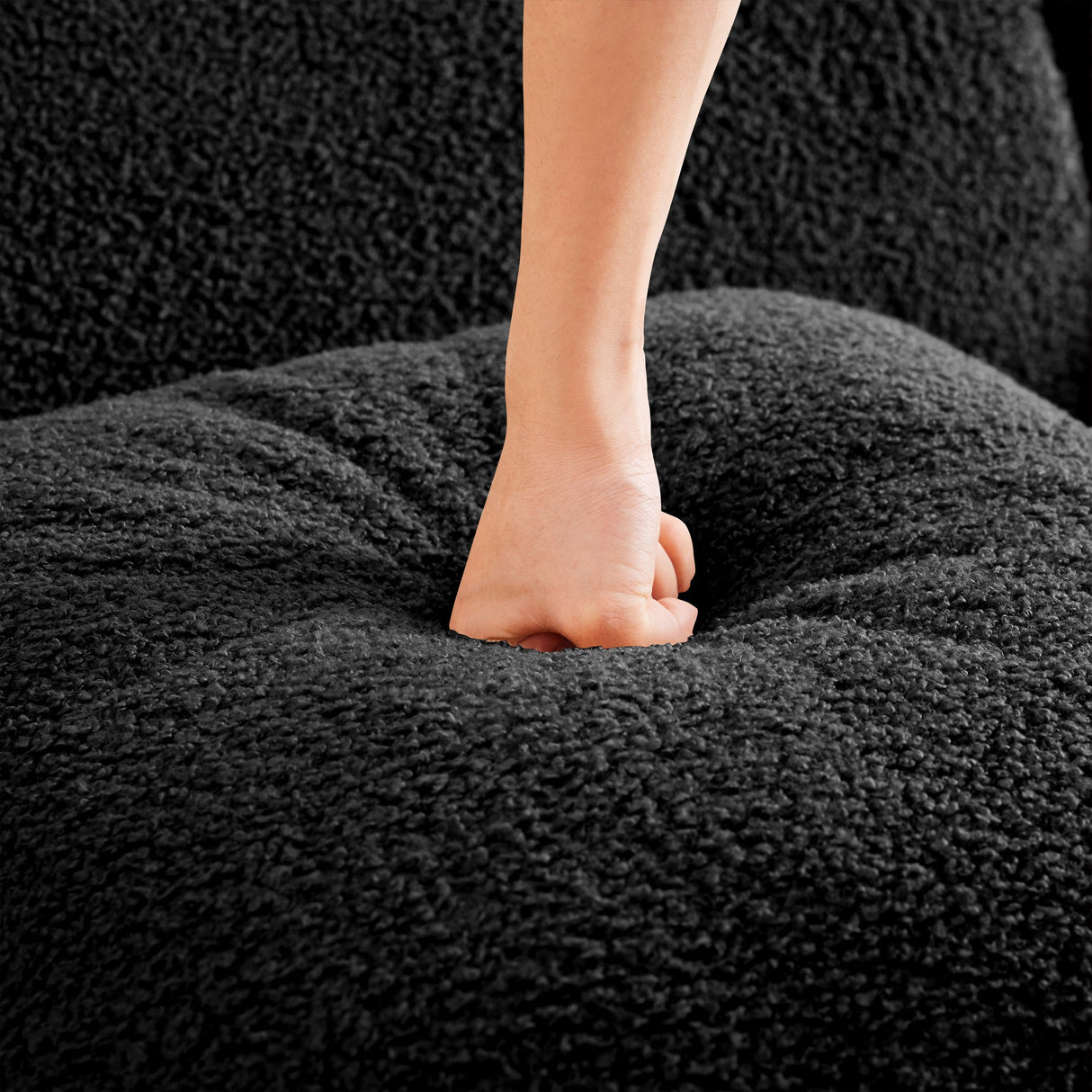 Armless Sofa With Pillow Teddy Fabric - Black