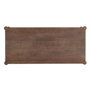 Rustic Brown Wood Coffee Table with Turned Spiral Legs and Lower Shelf