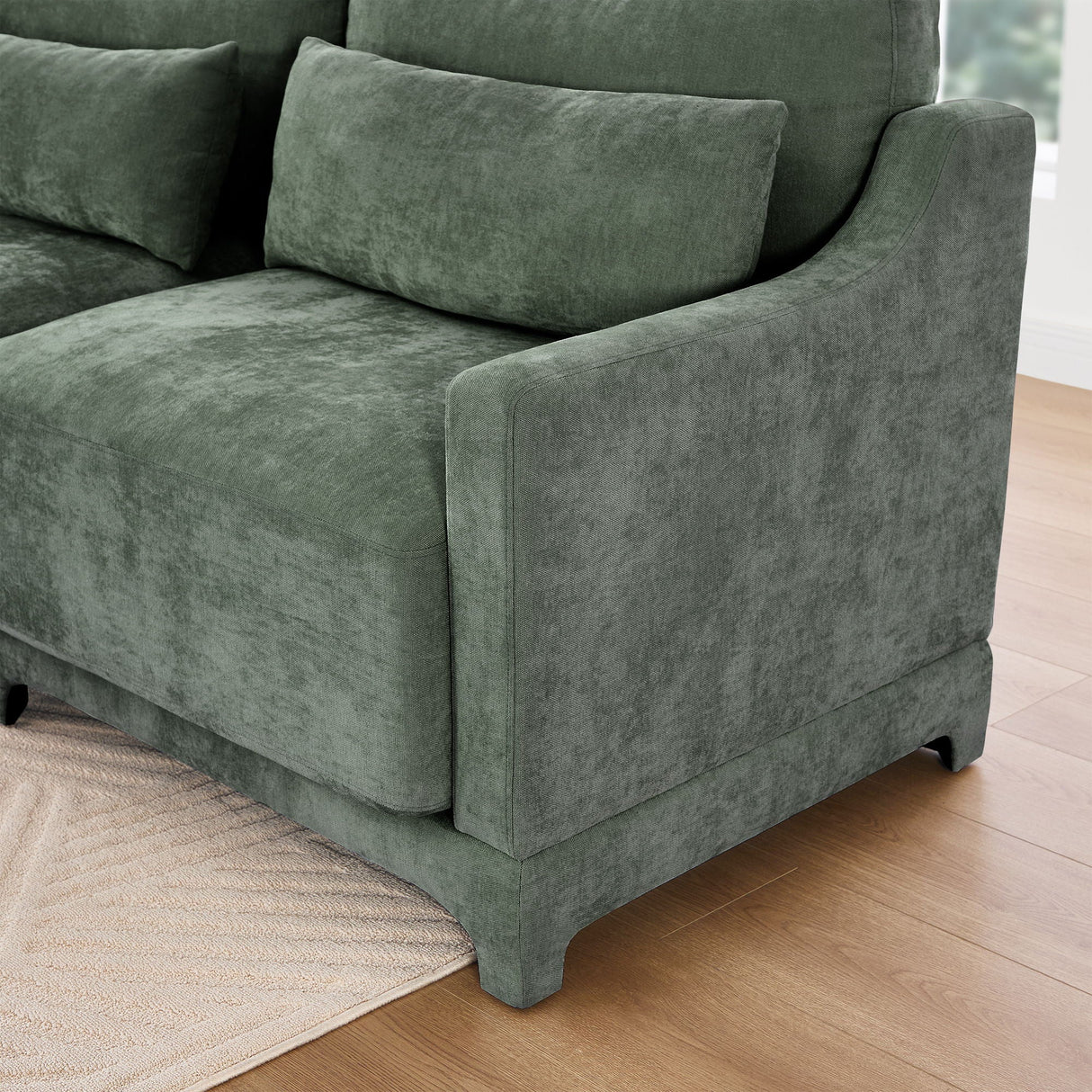 Stylish Sofa With Ottoman And Lumbar Pillows, Ergonomic Design