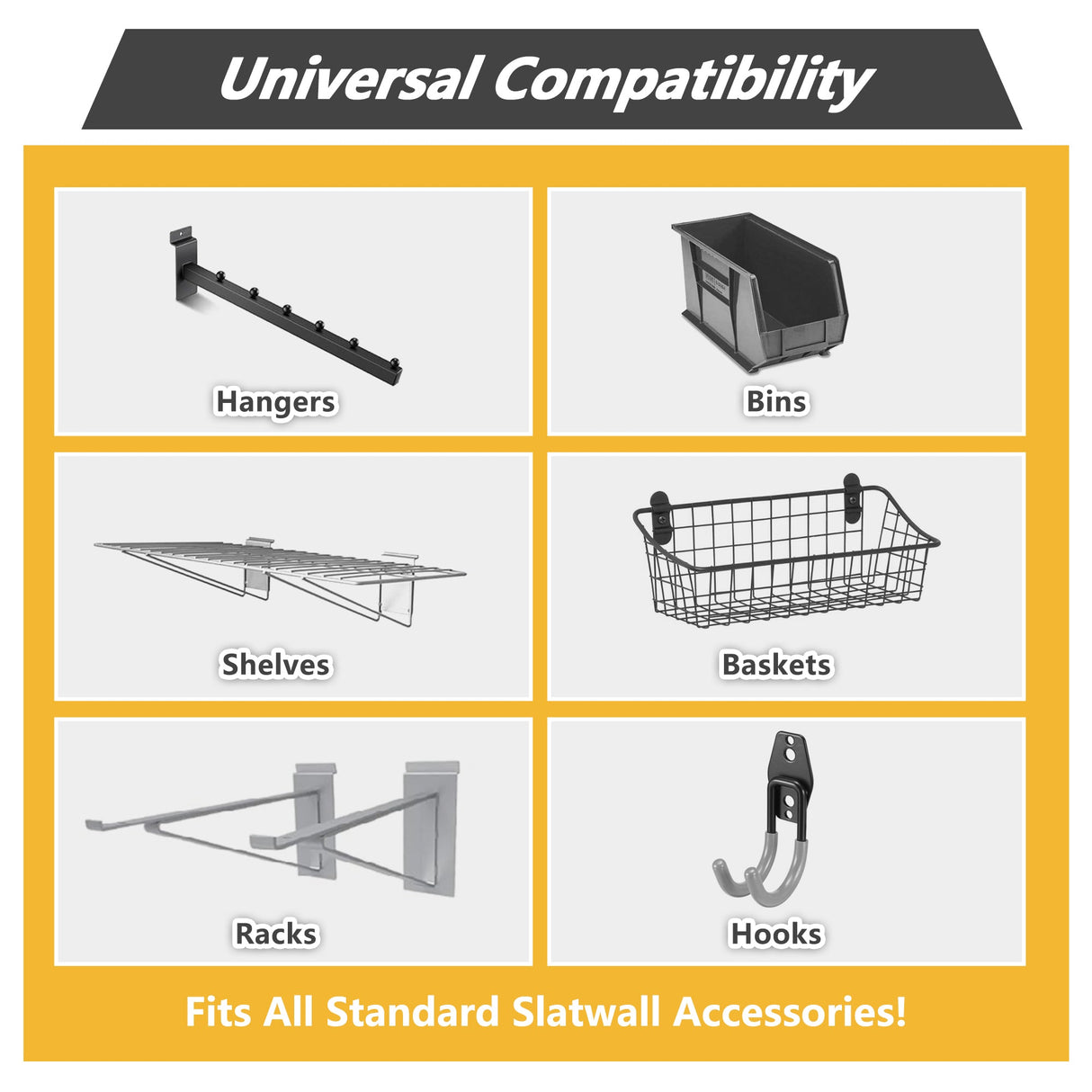 Heavy Duty PVC Slatwall Garage Organizer, 8ft x 4ft