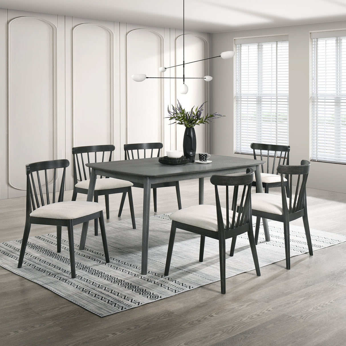 Modern Spindle Back Dining Chairs, Set of 2
