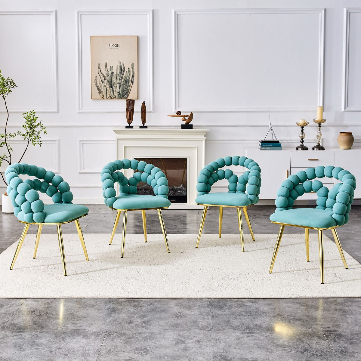 Puffy Bubble Ball Chain Chairs for Dining Room - Light Blue or Yellow