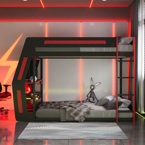 Full-Size Gaming Bunk Bed with Side-Mounted Oversized RGB Desk