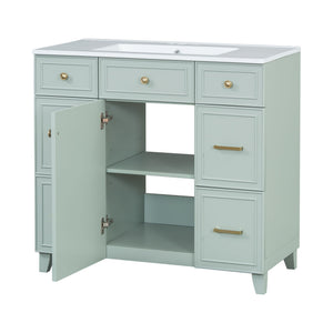 Bathroom Vanity With Ceramic Sink, Soft Close Doors, Adjustable Shelves