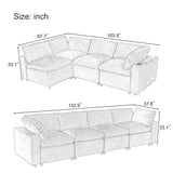 U-style Upholstered Modular Sofa With Storage Space and USB Charge Ports
