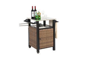 Single Door Outdoor Bar Cart with Stainless Steel Tabletop
