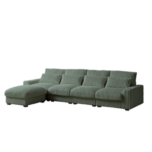 126-Inch Corduroy With Cup Holder Super Large L-Shaped Sofa