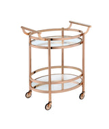 Lakelyn Clear Glass & Rose Gold Finish Serving Cart