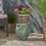 Owl Garden Stool with Distressed Gold Patina Finish