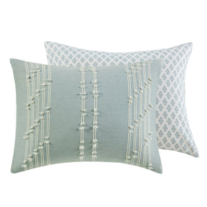 3 Piece Cotton Jacquard Comforter Set Aqua King/Cal King