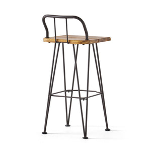 Outdoor Barstool With Angled Metal Legs - Brown