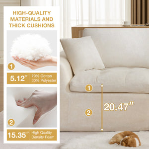 110' Cloud Sectional Couch for Living Room, Upholstered L-Shape Modular Sofa with Movable Ottoman, 3-Seater Deep-Seat Foam Couch, Comfortable Convertible Sectional for Home & Apartment