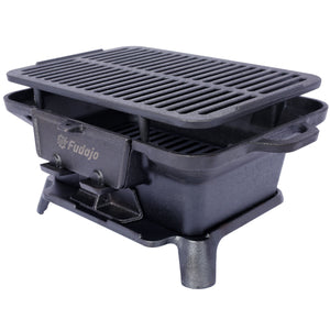 Oval Cast Iron Grill with Enamel Coating - Charcoal Tabletop Skillet