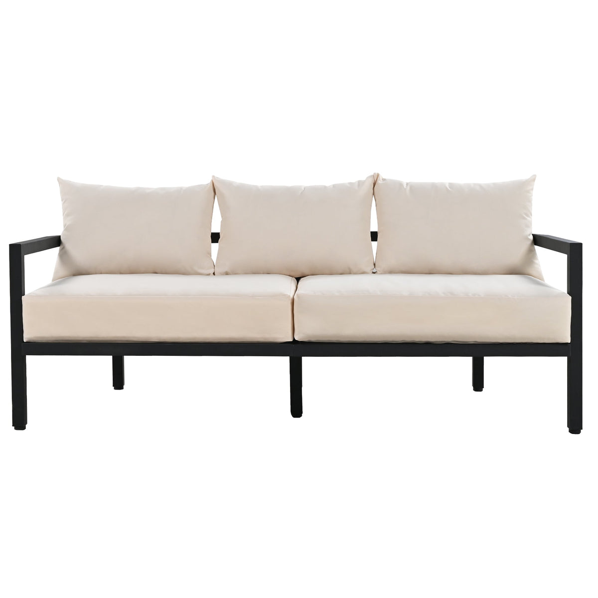 Multi-Person Outdoor Steel Sofa Set with Coffee Table - Beige or Gray