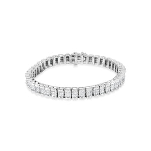 14K White Gold 5.00 Cttw Invisible Set Princess-Cut Diamond Belt and Buckle Tennis 7" Bracelet (H-I Color, SI1-SI2 Clarity)