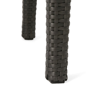 Contemporary ANTIBES Loveseat & Table Set Outdoor Grey PE Rattan Iron Waterproof Fabric