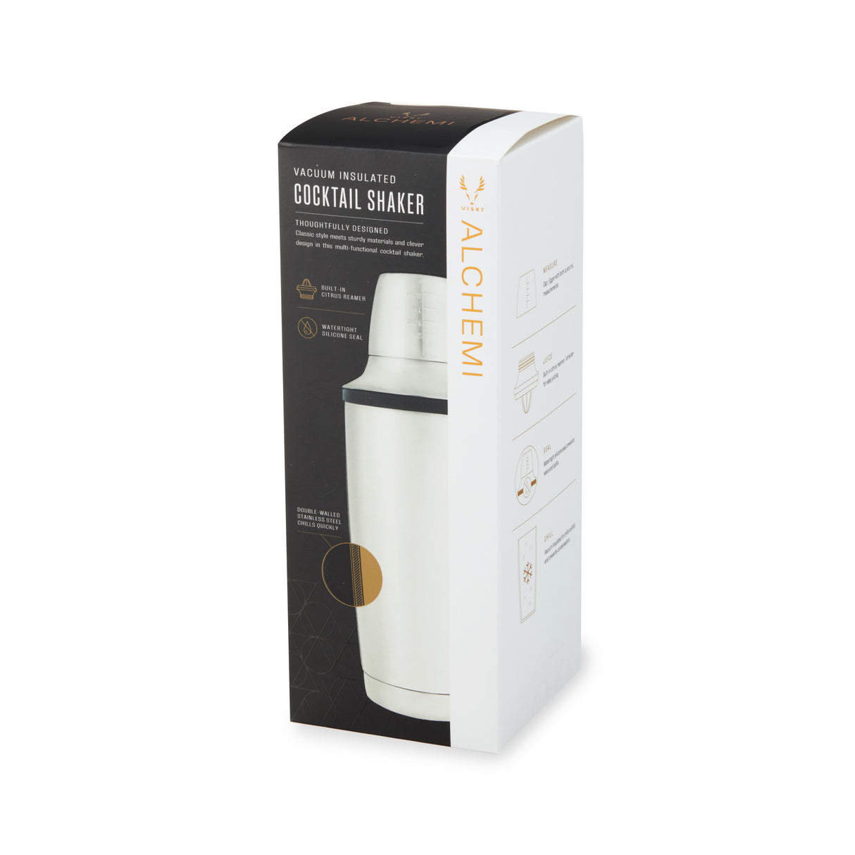 Alchemi Vacuum Insulated Cocktail Shaker in Brushed Steel Vi