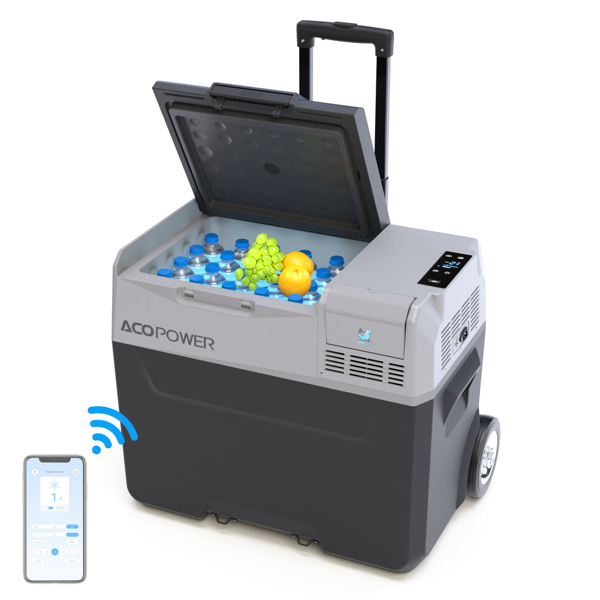 42-Quart Portable Electric Cooler & Freezer with Smart App Control – Antique White & Gray