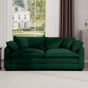 Modern 2 Seater With 4 Pillows, Upholstered Deep Seating Loveseat