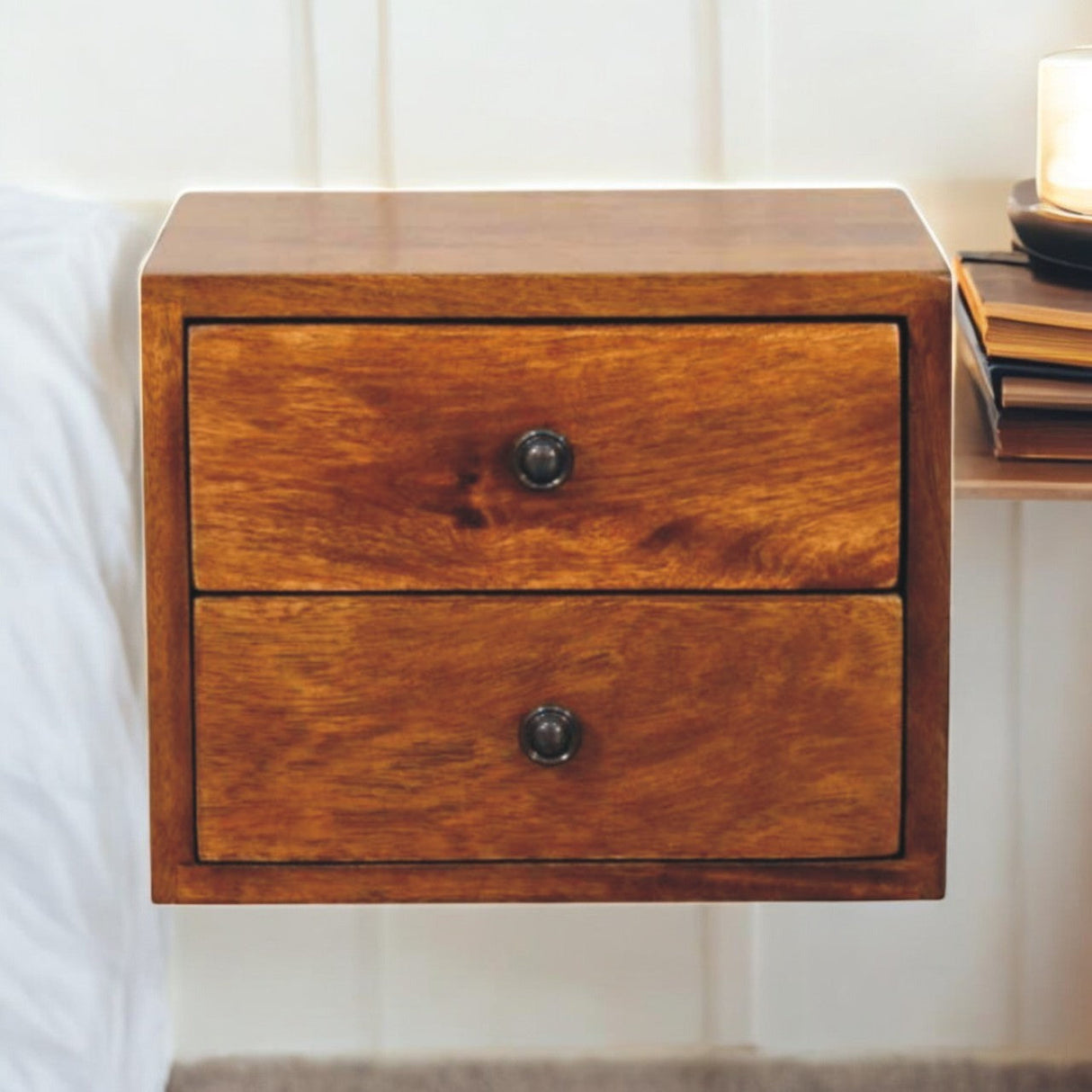 Solid Wood Solis Chestnut Wall-Mounted Nightstand