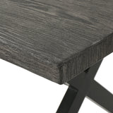 Rolando outdoor aluminum dining table with steel frame, grey / black