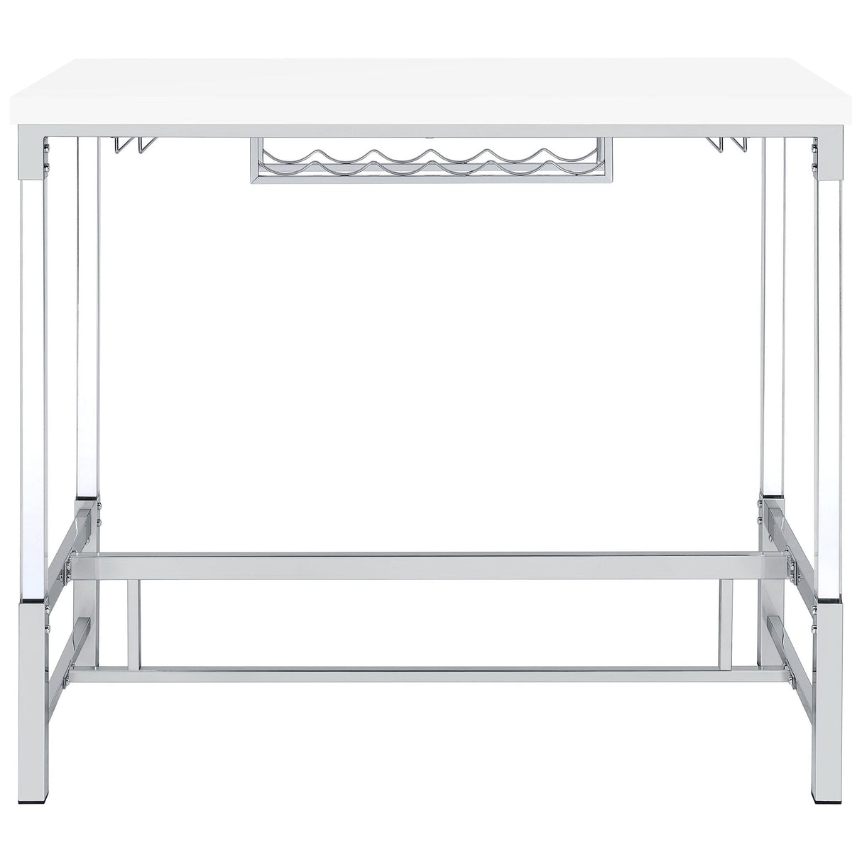 Tonneson - Bar Table With Trestle Base And Wine Storage - White