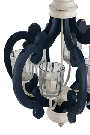 Wood Chandelier 6 Light Farmhouse Pendant Lighting Cream