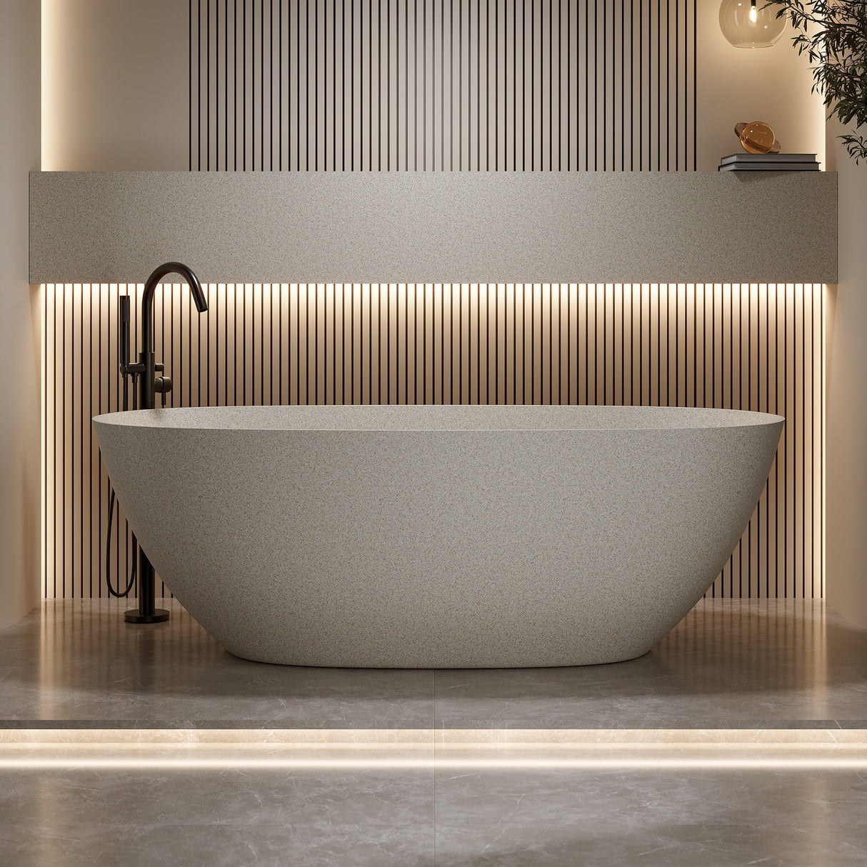 61'' Freestanding Bathtub with Overflow and Pop-up Drain