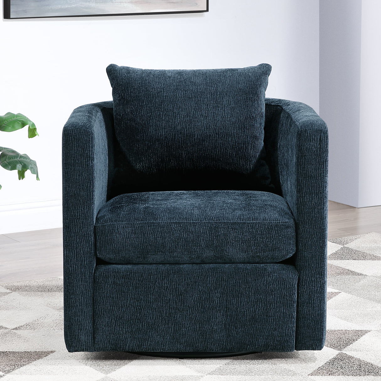 Sutton Light Grey Performance Fabric Swivel Barrel Chair