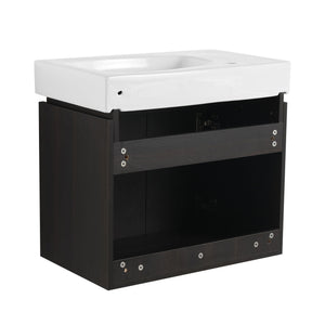 Modern Bathroom Vanity With Ceramic Basin, Wall Mounted Floating Sink Combo, Storage Cabinet