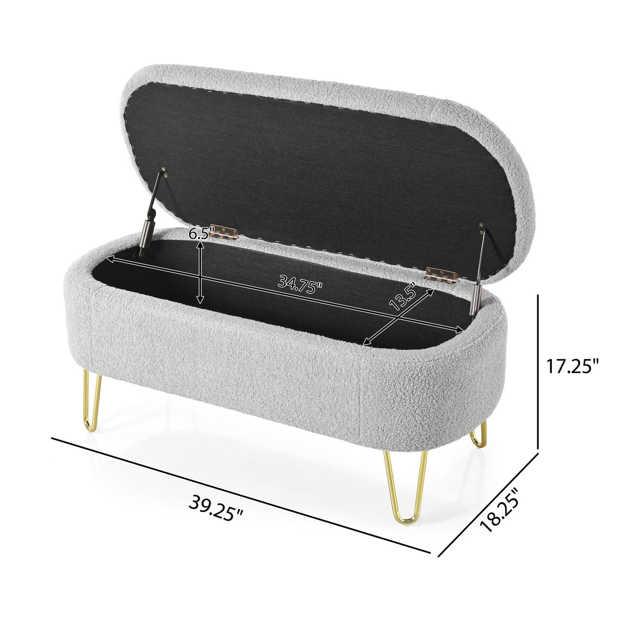 Upholstered Oval Storage Bench For Living Room