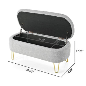 Upholstered Oval Storage Bench For Living Room