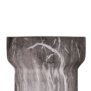 Round Geometric Outdoor End Table - Marble