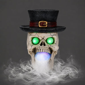 LED Light-Up Skull with Top Hat & Mist Maker