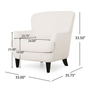 Melodique Boucle Fabric Upholstered Club Chair With Tapered Legs