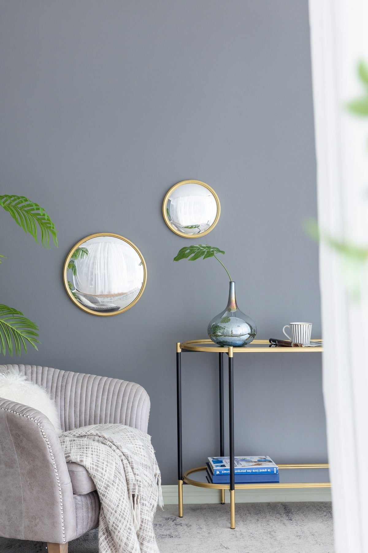 Round Mirror, Circle Mirror With Iron Frame For Living Room Bedroom Vanity Entryway Hallway