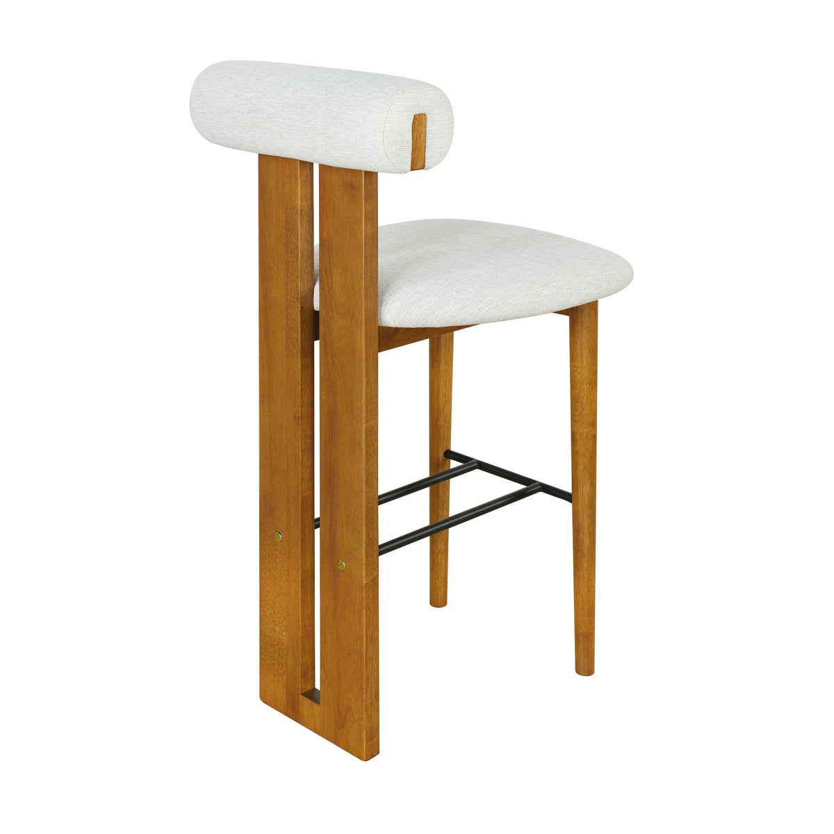 Renee Indoor Wooden Upholstered Barstool with Rubberwood Frame - Ivory or Walnut