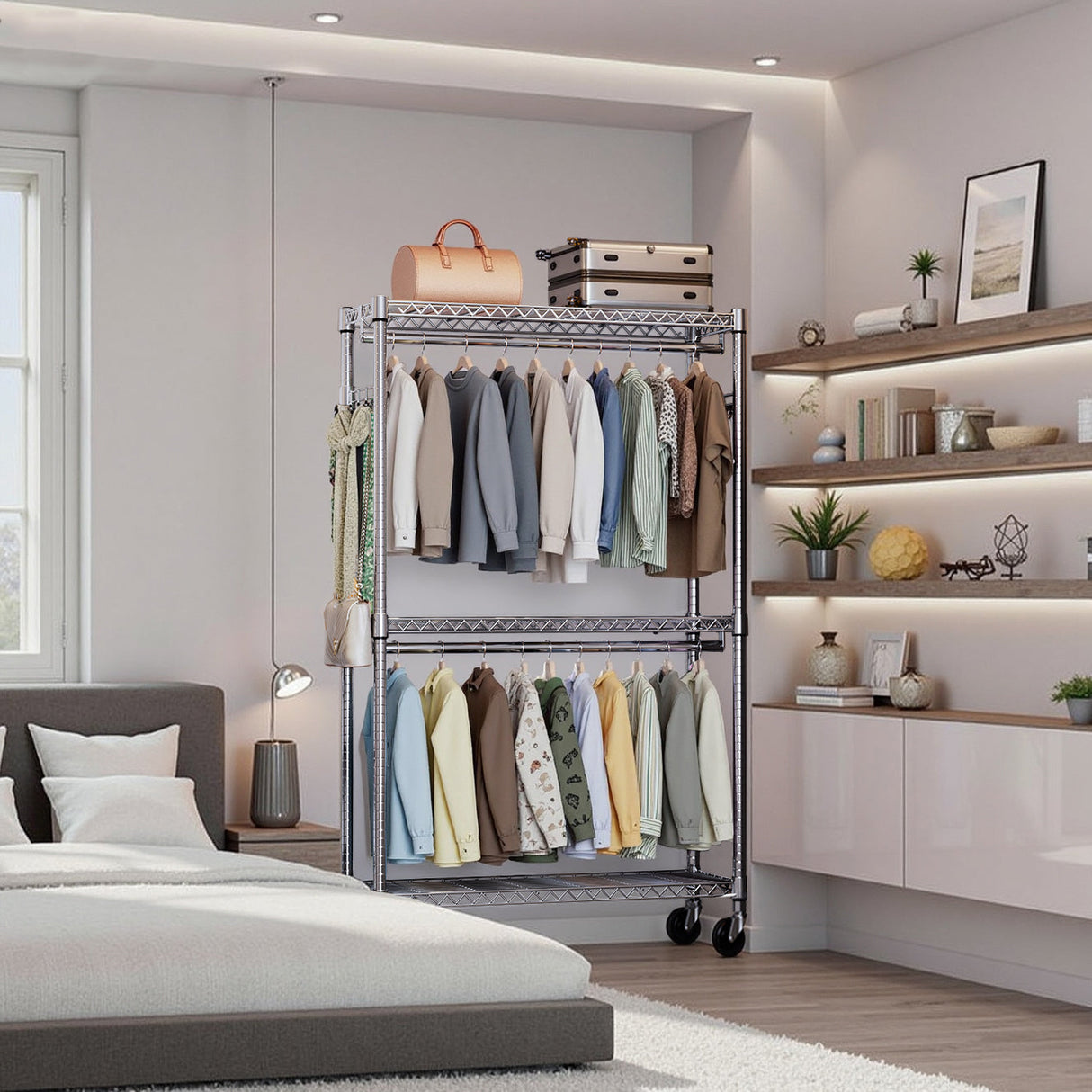 Heavy Duty Rolling Garment Rack with 3 Tiers