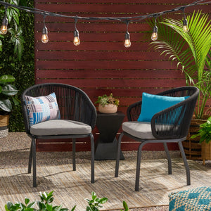 Outdoor Wicker Chair With Powder Coated Iron Legs