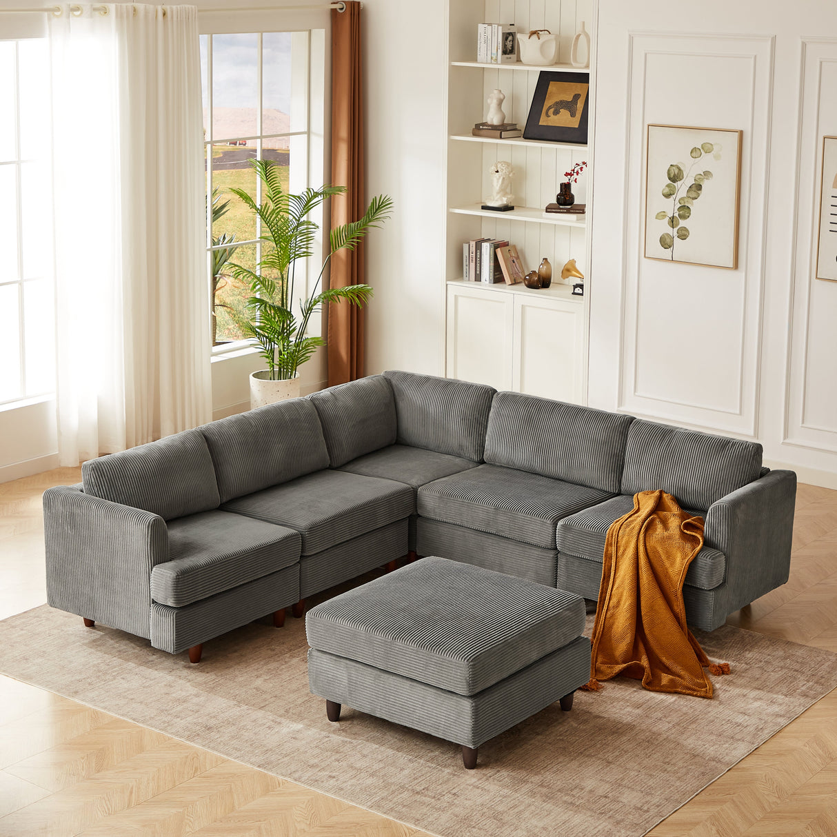 Modern Modular Sectional Couch, 6 Seaters Sleeper Sofa