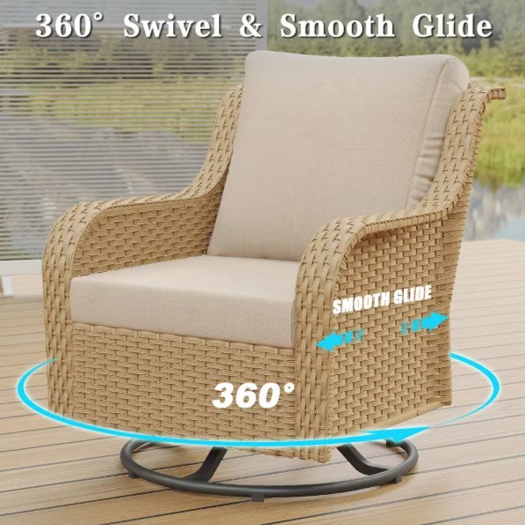 JB Yellow 6-Piece Outdoor Sofa Set with Swivel Chairs