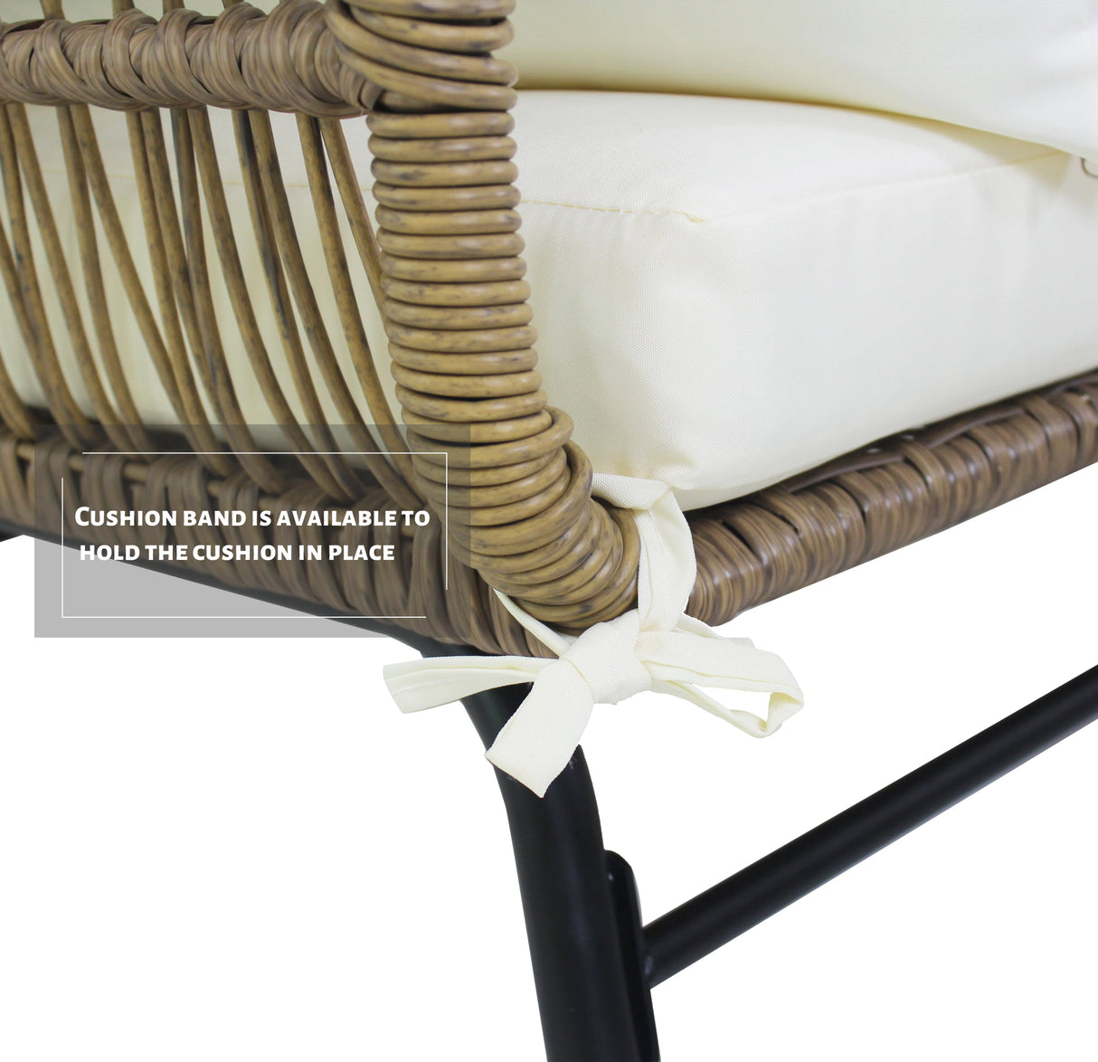 6PCS Outdoor Patio Balcony Natural Color Wicker Sofa Chair Set with Beige Cushion and Round Tempered Glass Table
