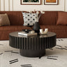 Round Coffee Table Handcrafted Relief Sturdy Pedestal