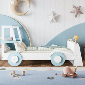 Twin Size Car Bed with Storage Shelves