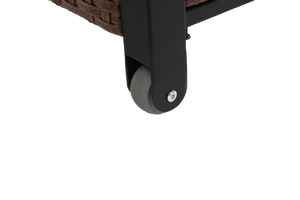 Outdoor Kitchen Wicker Island Rolling Cart & Storage Cabinet Brown