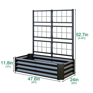 4x2x1FT Galvanized Raised Garden Bed with Arch Trellis