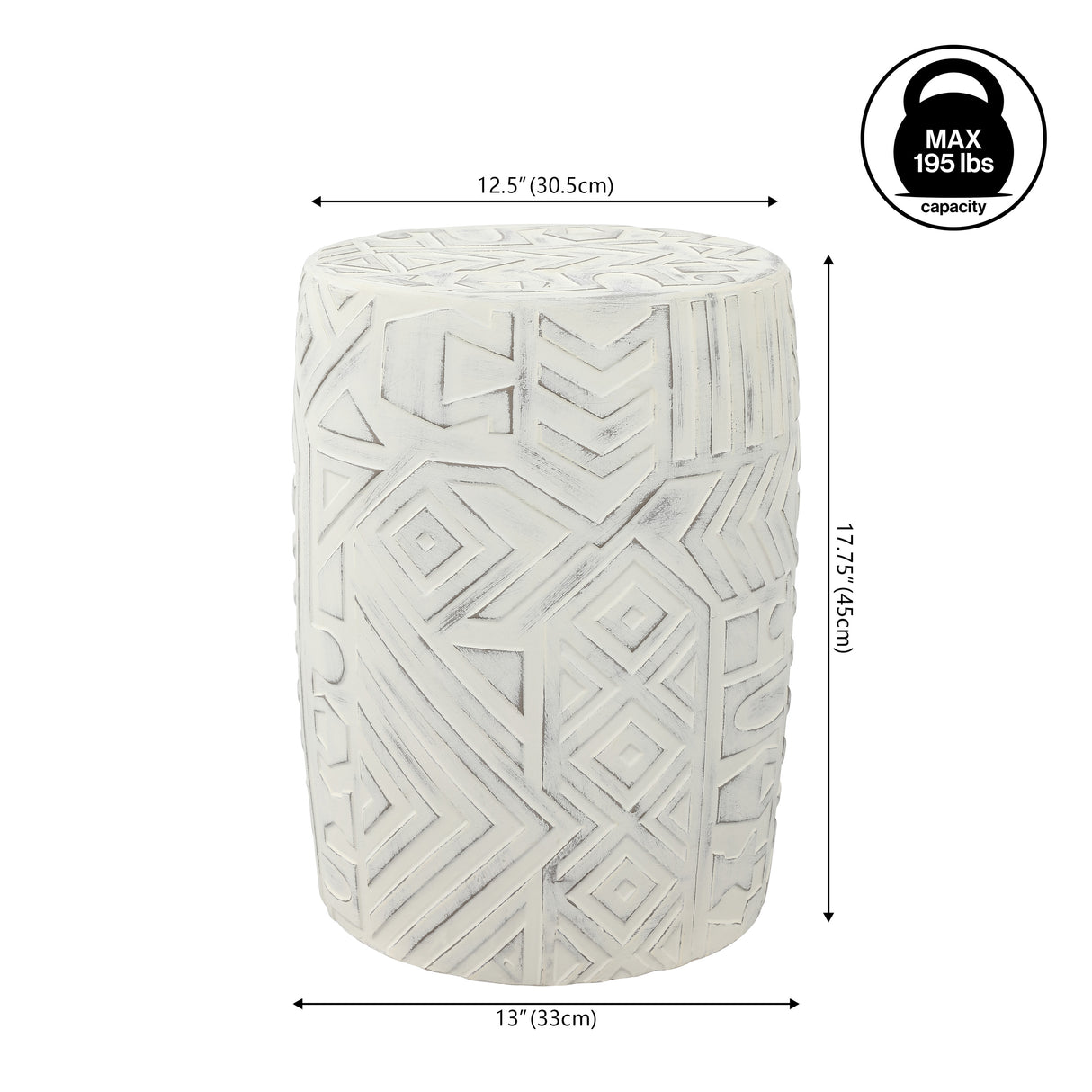 Rafi MidCentury Modern Geometric Drum Garden Stool