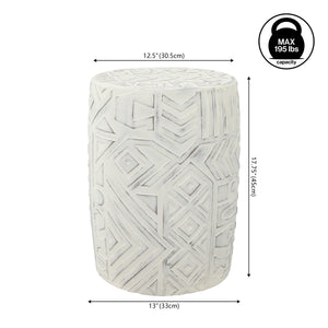 Rafi MidCentury Modern Geometric Drum Garden Stool